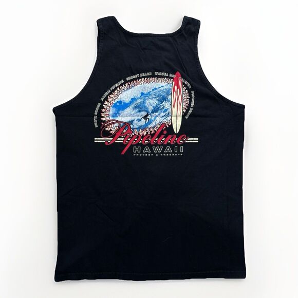 Vintage Pipeline Hawaii Tank Top Mens Size Large Surfing Protect & Preserve 90s - Picture 1 of 8